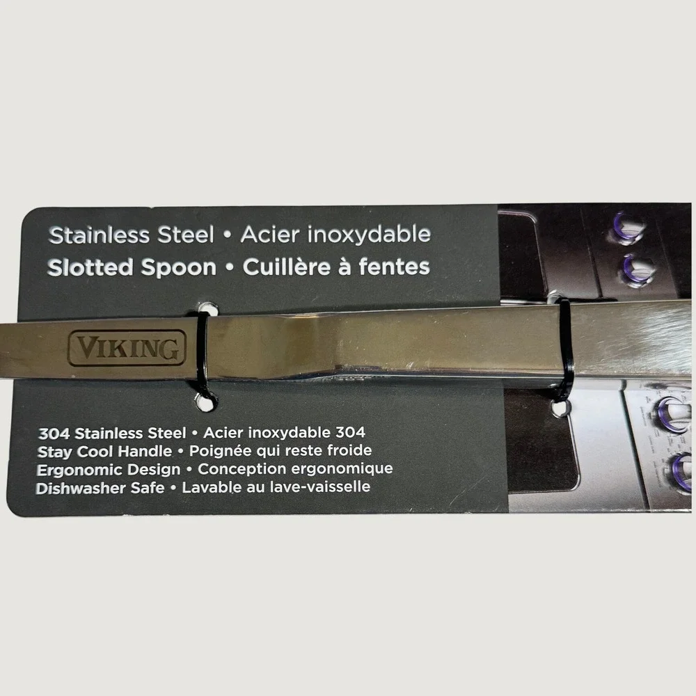 Viking Slotted Spoon Large Silver 304 Stainless Steel Ergonomic Stay Cool Handle